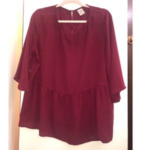 Maroon Flowy Sleeve Top | XL